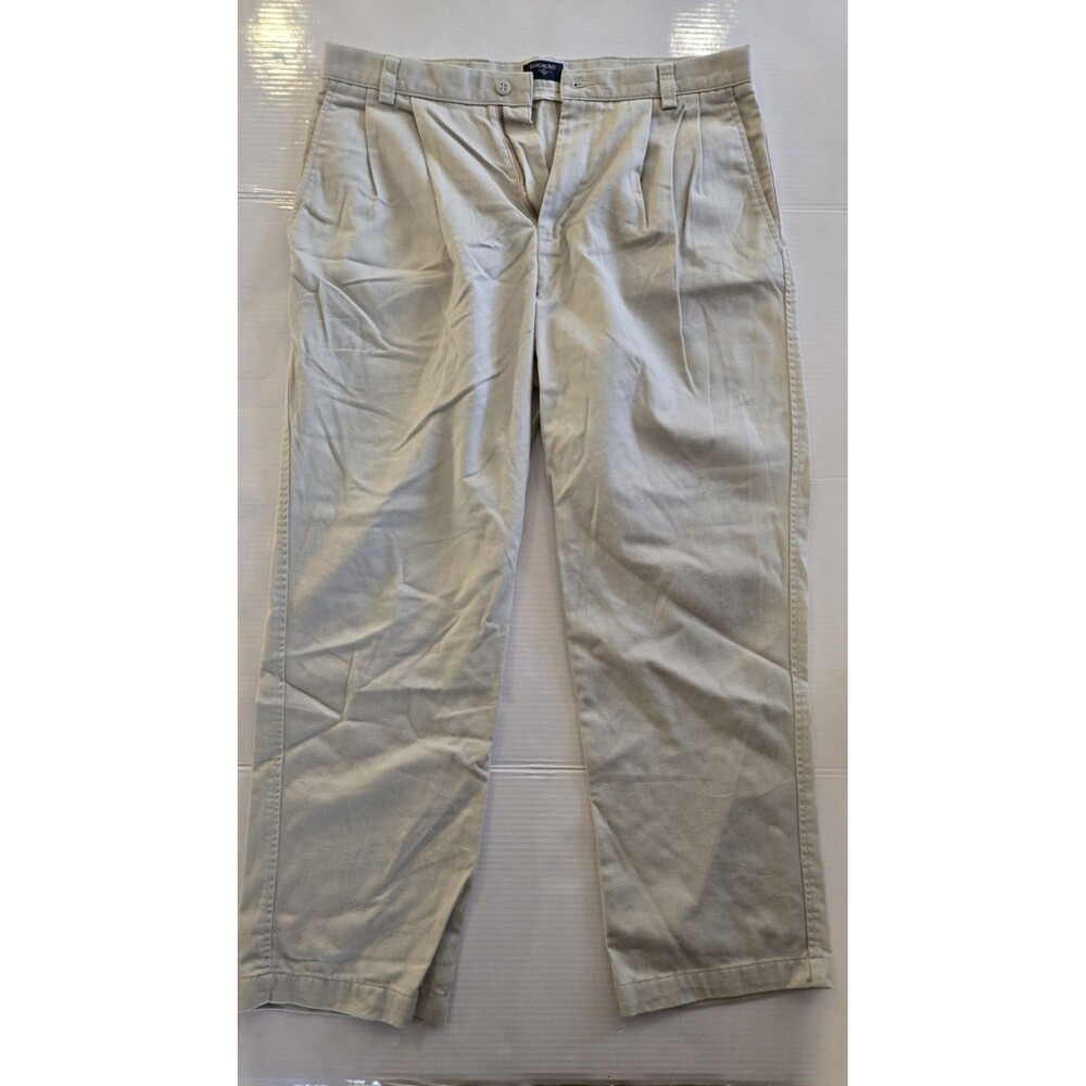 Dockers Men's Beige Cotton Twill Pleated Front Dress Pants Zip/Button 34W